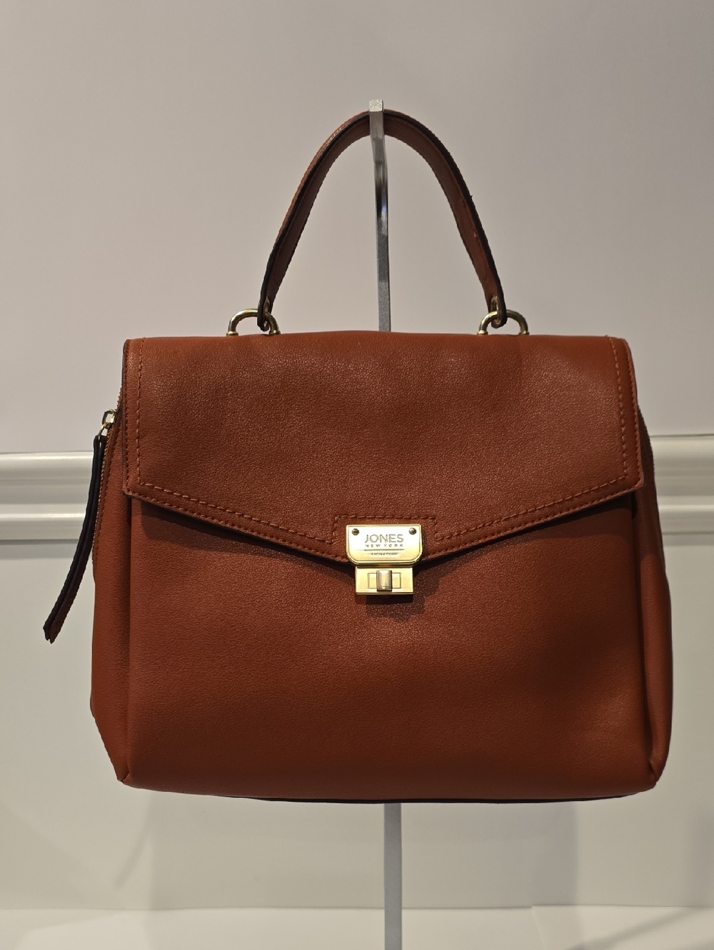 Jones New York Women's Cognac Brown Vinyl Single Top-Handle Satchel